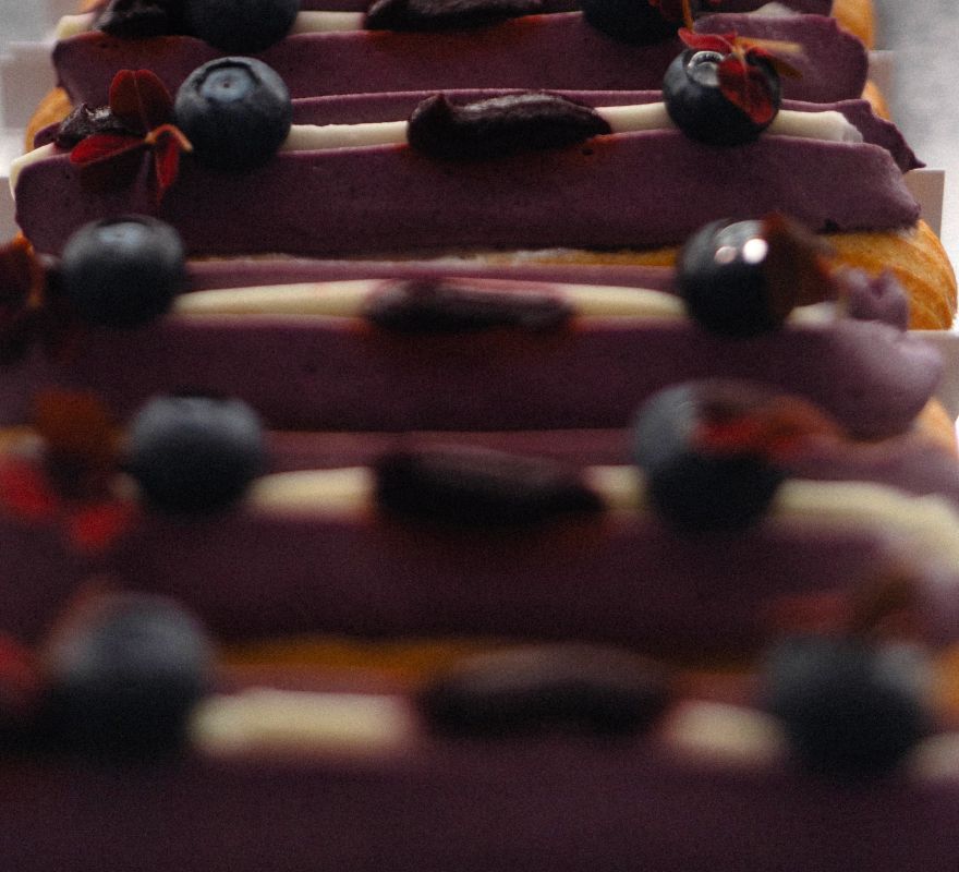 eclairs, buns and food
